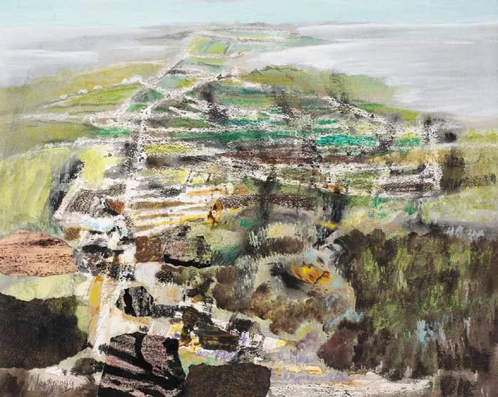 Arthur Armstrong, FIELD PATTERNS, watercolour, crayon, pen and ink and collage