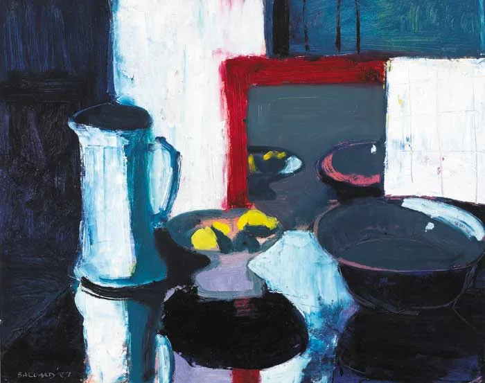 LEMONS IN MIRROR (RED) by Brian Ballard, 1987, oil on canvas laid on board, sold Feb 2007