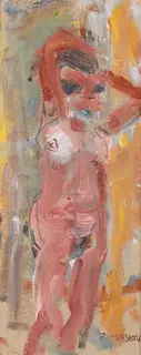 Basil Blackshaw, FEMALE NUDE STANDING WITH ARMS RAISED OVER HEAD