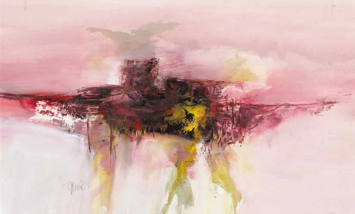 Gerald Davis, TOWARDS THE OLD PLACE, 1983, mixed media on board