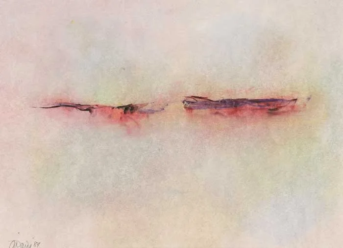 EVENING LIGHT by Gerald Davis, 1987, oil on board, sold Feb 2007