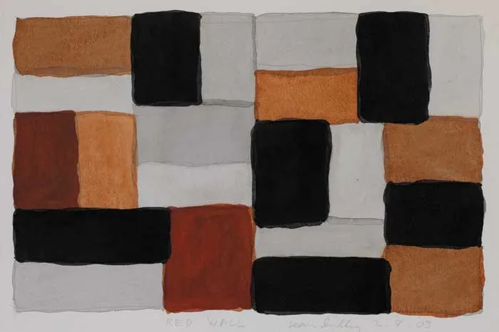 RED WALL by Sean Scully, 2003, watercolour over pencil, offered Feb 2007