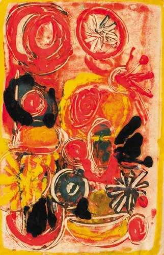 ABSTRACT by William Crozier, oil on tissue paper, sold Feb 2007