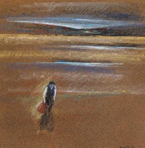 Lawson Burch, MAN WITH LOBSTER POT, LOUGHROS, 1978, pastel