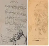 William Orpen, "WITHOUT PREJUDICE" - PENCIL SKETCH OF MAJOR RALPH WALTER MAUDE and ILLUSTRATED LETTER TO MAJOR MAUD, 1920 (A PAIR)
