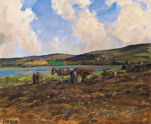 James Humbert Craig, THE POTATO HARVEST, GWEEBARRA, COUNTY DONEGAL, oil on canvas