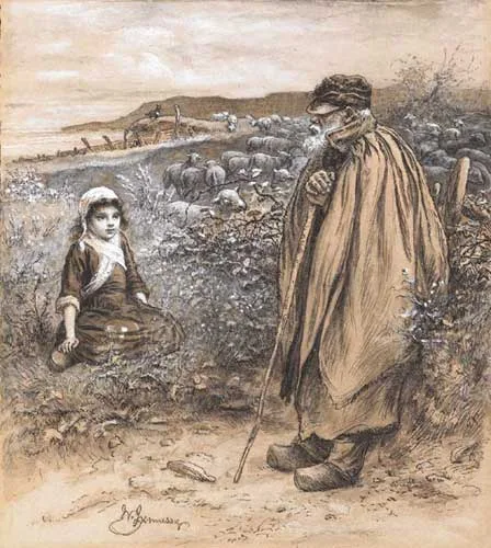 William John Hennessy, FAUVETTE AND THE SHEPHERD, pencil, pen and ink with wash heightened with white