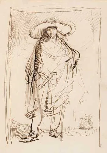 HERBERT EVERETT by William Orpen, pen and ink on paper, sold Feb 2007