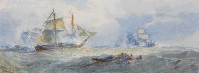 WAR by Edwin Hayes, 1870, watercolour over pencil heightened with white, sold Feb 2007