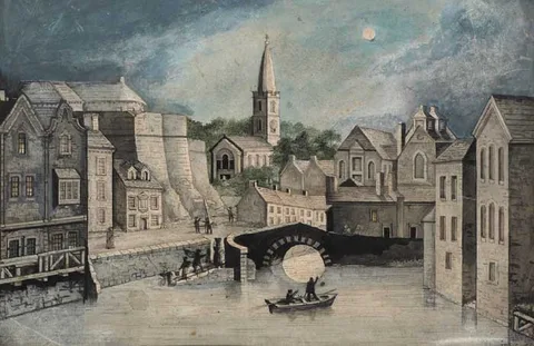 John Fitzgerald, ELIZABETH FORT AND OLD SAINT FINBARR'S, CORK, 1798 (FROM THE PARAPET OF SOUTH GATE), watercolour with pen and ink