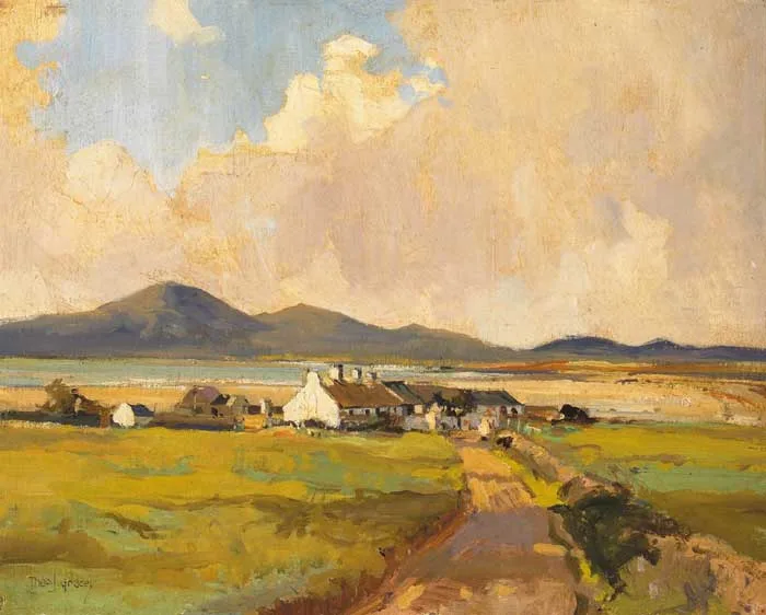ROW OF COTTAGES BY THE SEA, COUNTY DONEGAL by Theodore James Gracey, oil on canvas laid on board, sold Feb 2007