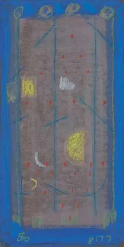 Tony O'Malley, WALKING BY MOONLIGHT, 1977, pastel, watercolour and pen on card