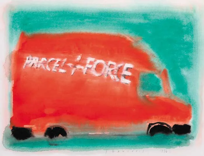PARCEL FORCE by Neil Shawcross, 1996, watercolour and acrylic on paper, sold Feb 2007