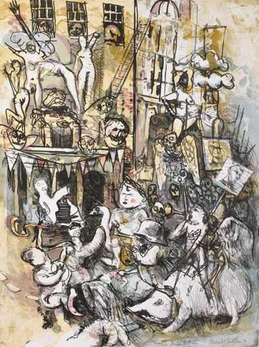 Charles Cullen, UNTITLED (PARADE SCENE) 1990, lithograph (printer's proof)