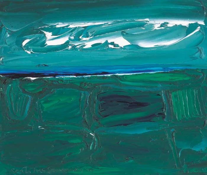 SHORELINE FIELDS, SLIGO by Seán McSweeney, 1990, oil on board, sold Nov 2006