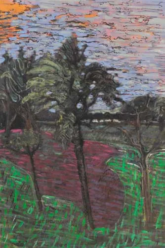 LANDSCAPE POLLING by Brian Bourke, 1966, oil on canvas, sold Nov 2006