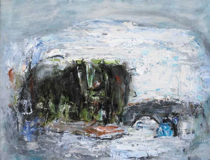 Patrick Collins, BRIDGE AND TREES, 1962, oil on board