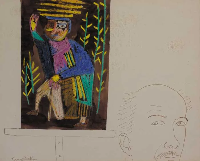 WOOD CARRIER by Gerard Dillon, mixed media on paper, sold Nov 2006