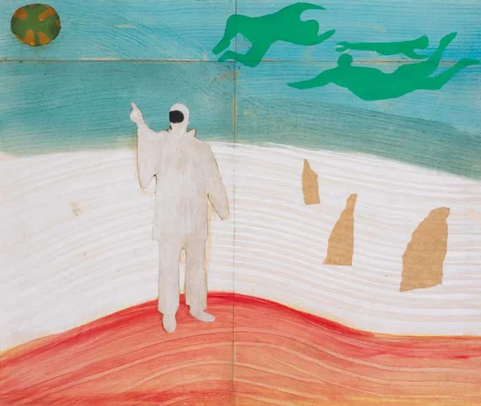 SHAMROCK MOON by Gerard Dillon, watercolour, gouache and collage on paper laid on board, offered Nov 2006
