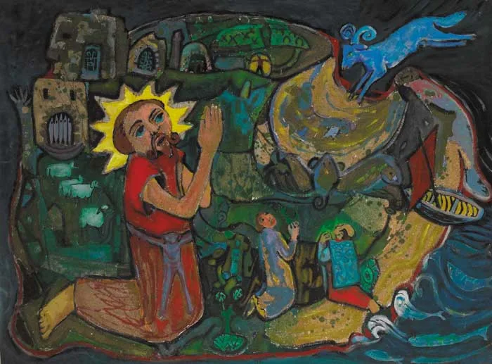 THE HOLY ISLAND by Gerard Dillon, oil and sand on board, sold Nov 2006