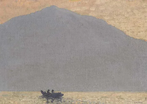 Paul Henry, LOBSTER FISHERMEN OFF ACHILL, circa 1916-17, oil on canvas laid on board