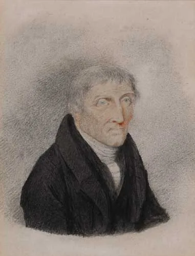 George Sharpe, A GENTLEMAN IN BLACK COAT AND STOCK, pencil and wash on paper