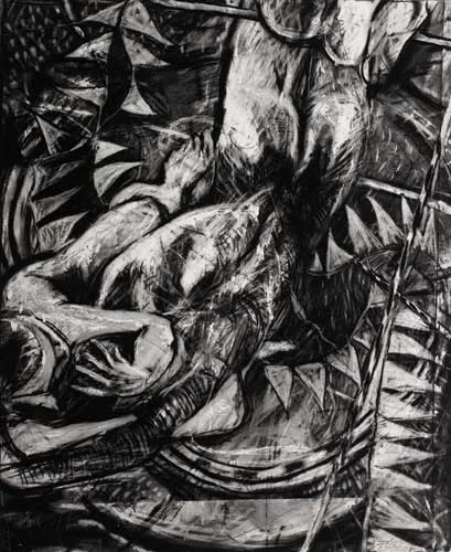 TRAPEZE I by Donald Teskey, 1991, charcoal, offered Nov 2006