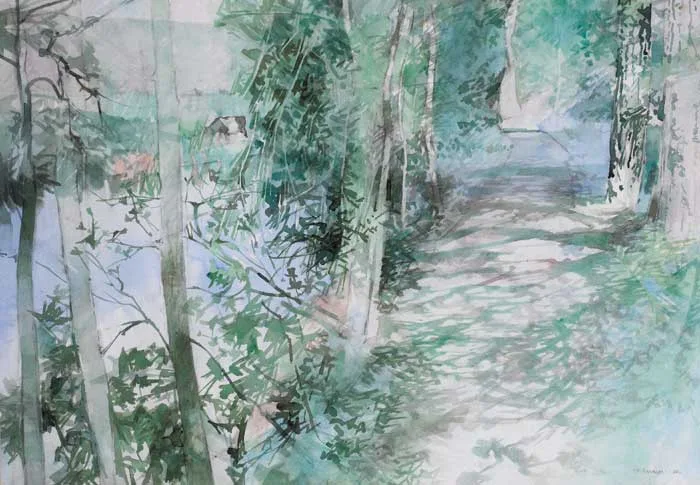 TOWPATH by Terence P. Flanagan, 1988, watercolour, sold Nov 2006
