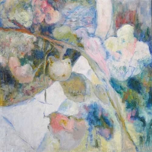 BIRD IN A FRUIT TREE by Piet Sluis, oil on board, sold Nov 2006