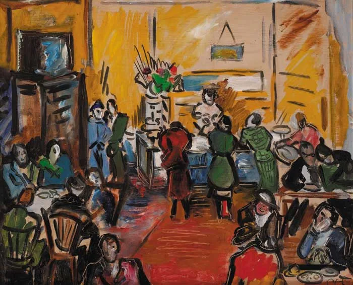 CORK TEASHOP INTERIOR by Sylvia Margaret Phillips, circa 1954, oil on board, sold Sep 2006