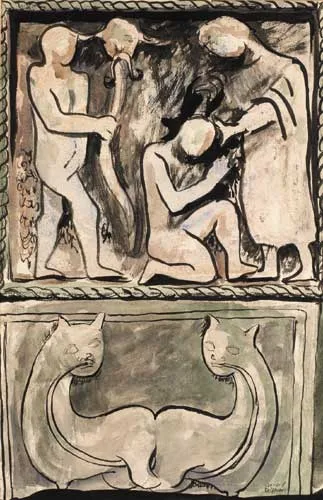 MUIRDEACH'S CROSS, MONASTERBOICE by Gerard Dillon, pen, ink and wash, sold Sep 2006