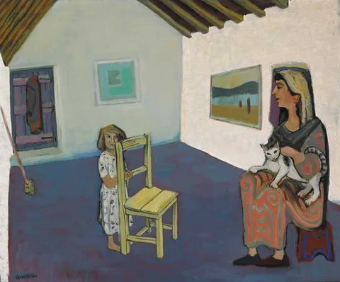 Gerard Dillon, LITTLE GIRL'S WONDER, circa 1955, oil on board