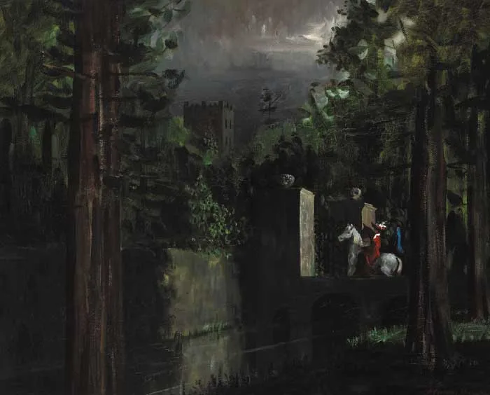 Adrian Murray-Hayden, AT THE CASTLE (PELLEAS AND MELISANDE), circa 1964, oil on board