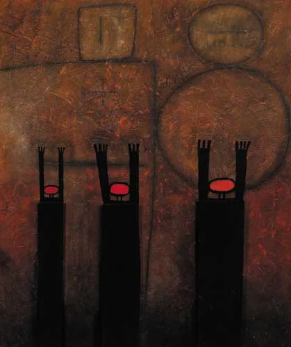 FIRE DANCE by Colin Middleton, 1964, oil on board, sold Sep 2006