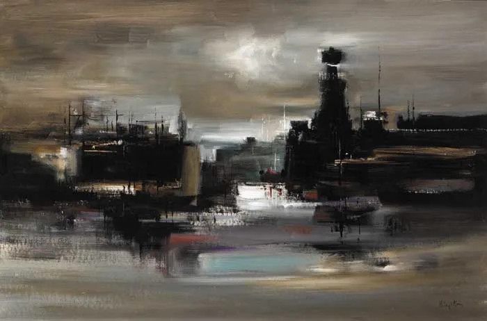 HOWTH HARBOUR by Richard Kingston, oil on board, sold Sep 2006
