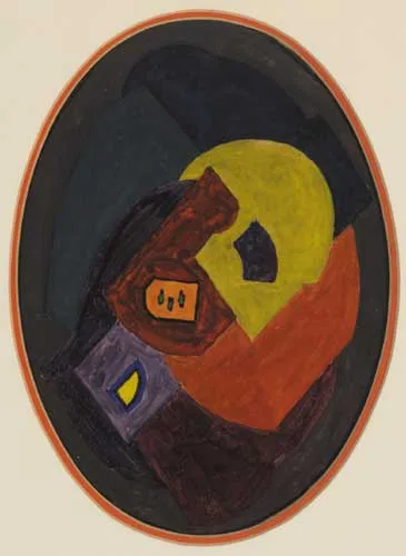 ABSTRACT (SINGLE ELEMENT COMPOSITION) by Mainie Jellett, Gouache over pencil (oval), sold Sep 2006