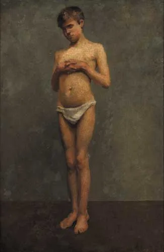 STANDING BOY by Eileen Reid, oil on canvas, sold Sep 2006