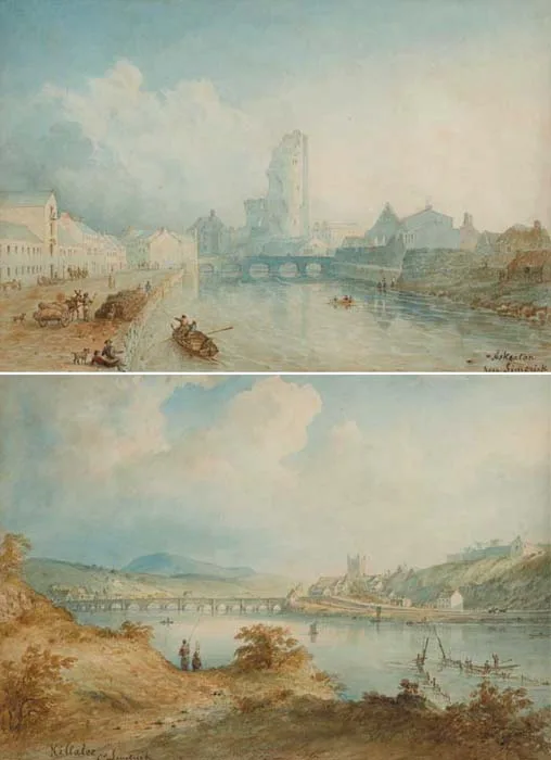 Richard Brydges Beechey, ASKEATON NEAR LIMERICK and KILLALOE, COUNTY LIMERICK (A PAIR), watercolour over pencil