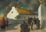 Harry Epworth Allen, WEST OF IRELAND VILLAGE WITH DONKEY AND FIGURES