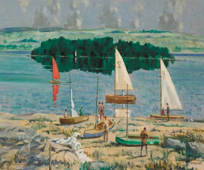 THE EVENING RACE by Liam Proud, oil on board, sold Sep 2006