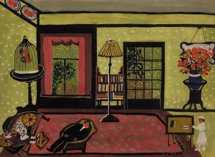 Gretta Bowen, IT'S HOT INSIDE, gouache on board