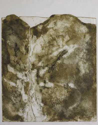 WATERFALL by Patrick Hickey, etching with aquatint (no. 17 from an edition of 20), sold May 2006