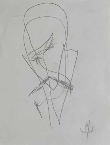 ABSTRACT and HEAD STUDY (A PAIR) by John Kingerlee, pencil on paper, sold May 2006
