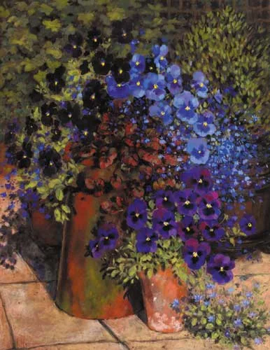 Maureen Jordan, BLACK PANSIES, pastel