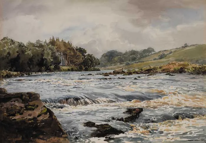 SALMON RIVER by Frank Egginton, 1944, watercolour, sold May 2006