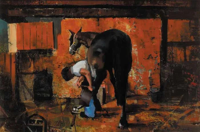 THE FARRIER by Kenneth Webb, oil on canvas, sold May 2006