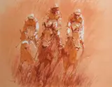 Peter Curling, RACING SCENE - THREE JOCKEYS UP