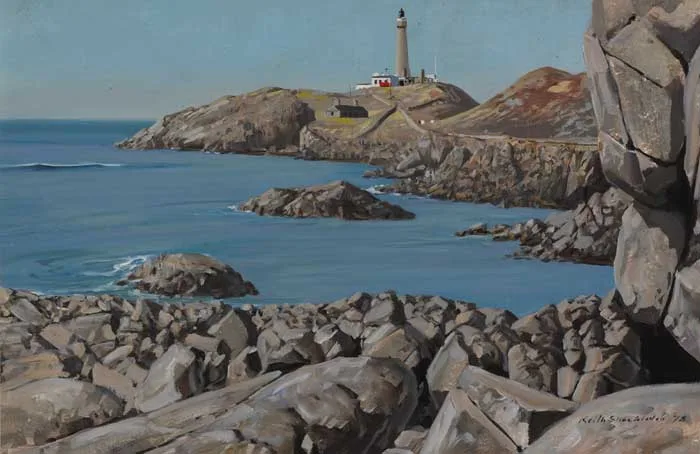 ARDNAMURCHAN POINT by Keith Shackleton, oil on board, sold May 2006