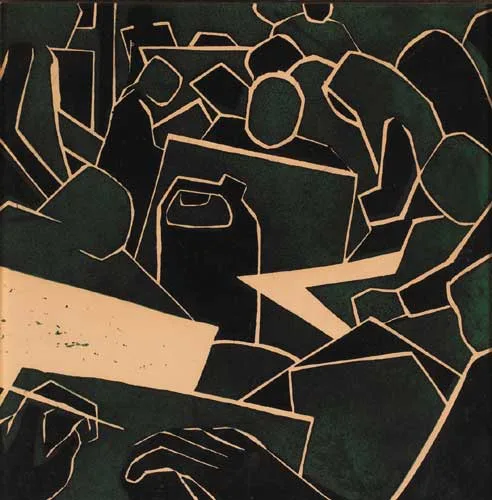 Gerard Dillon, THE ART CLASS, linocut