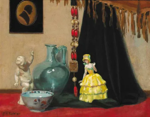 Herbert Davis Richter, STILL LIFE WITH PORCELAIN FIGURINES, 1926, oil on canvas